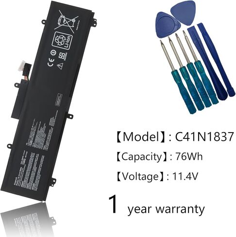 C41N1837 Laptop Battery Replacement for ASUS ROG Zephyrus S GA502DU GA502GU GU502DU GU502GU GU502GV GU532GU GX502GW GX532GV GX532GW GU532GV GX502GV 0B200-03380100 15.4V 76Wh in Saudi Arabia