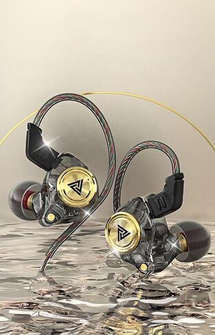 in Ear Headphones, Wired Earphones Stereo Bass, HiFi Wired Earbuds, Dynamic Dual Driver Gaming Earbuds with Detachable Cable for Musicians, Singer (Black) in Saudi Arabia