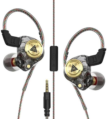 in Ear Headphones, Wired Earphones Stereo Bass, HiFi Wired Earbuds, Dynamic Dual Driver Gaming Earbuds with Detachable Cable for Musicians, Singer (Black) in Saudi Arabia
