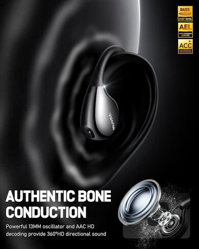 سماعات رأس T60 لاسلكية للتوصيل العظمي، سماعات أذن OWS مفتوحة مع خطافات للأذن، بلوتوث 5.4، خفيفة الوزن وقوية، وقت تشغيل 25 ساعة، مقاومة للماء IPX6، لركوب الدراجات واليوجا وتمارين الجيم in Kuwait