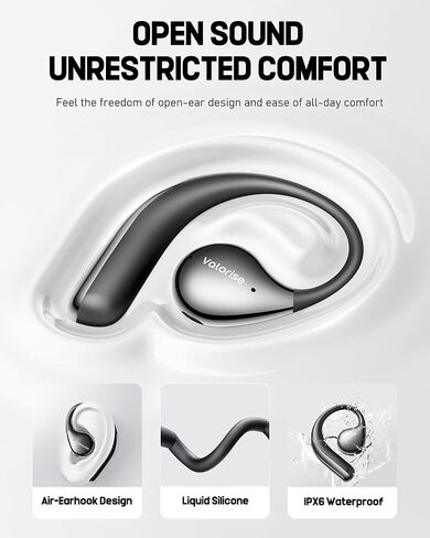 سماعات رأس T60 لاسلكية للتوصيل العظمي، سماعات أذن OWS مفتوحة مع خطافات للأذن، بلوتوث 5.4، خفيفة الوزن وقوية، وقت تشغيل 25 ساعة، مقاومة للماء IPX6، لركوب الدراجات واليوجا وتمارين الجيم in Kuwait