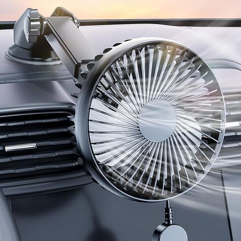 360 Degree Rotating Car Fan USB Power Dashboard Windscreen Mount Cooling Fan Interior Suction Cup Car Circulator Fan in Saudi Arabia