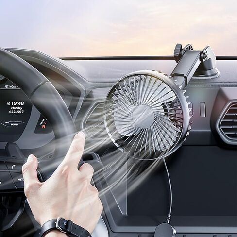 360 Degree Rotating Car Fan USB Power Dashboard Windscreen Mount Cooling Fan Interior Suction Cup Car Circulator Fan in Saudi Arabia