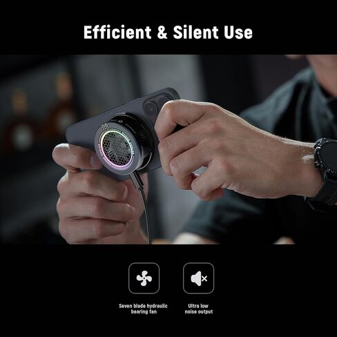 NEEWER Basics PA069 Magnetic Phone Cooler + PA118 Magnetic Phone Holder for Car, Low Noise USB Cooling Fan with Smart Temp Control, RGB Light, Compatible with MagSafe iPhone iPad Samsung for Gaming in Saudi Arabia