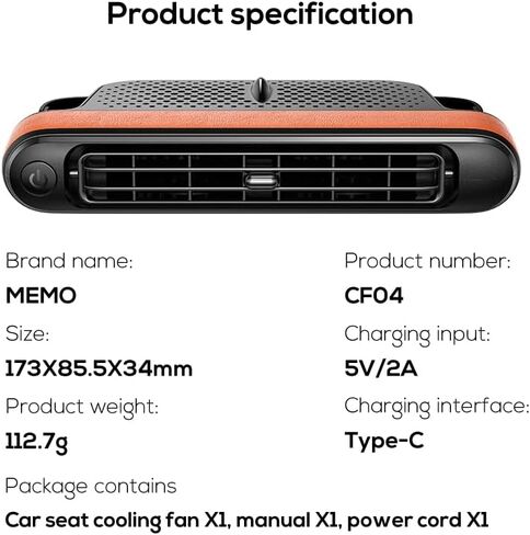 مروحة تبريد مقعد السيارة، 3 مروحة تبريد صغيرة محمولة للمقعد الخلفي USB قابلة للتعديل، تشغيل هادئ، متوافقة مع جميع سيارات شاحنة جيب فان RV. USB قابلة لإعادة الشحن. in Kuwait