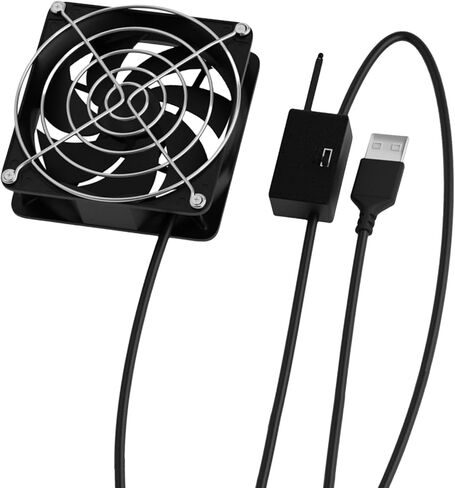 Automatic Temperature Sensing USB Cooling Fan 8cm 3 Speed Adjustable Thermostat For Router Game Console Heat Reduction in Saudi Arabia
