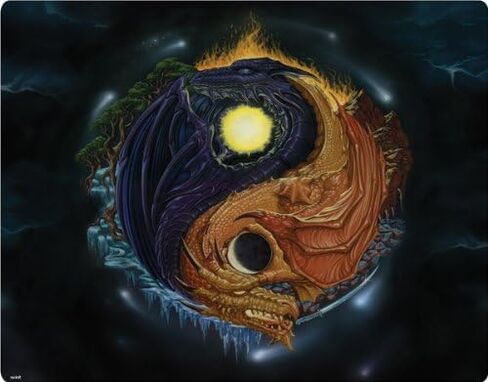 ملصق Skinit المخصص للألعاب المتوافق مع DS Lite - تصميم Yin Yang Dragon المصمم في الأصل in Kuwait