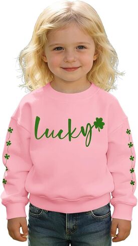 Toddler Baby Girl St Patricks Day Sweatshirt Lucky Clover Shamrock Shirt Outfit Long Sleeve Irish Pullover Clothes in Saudi Arabia