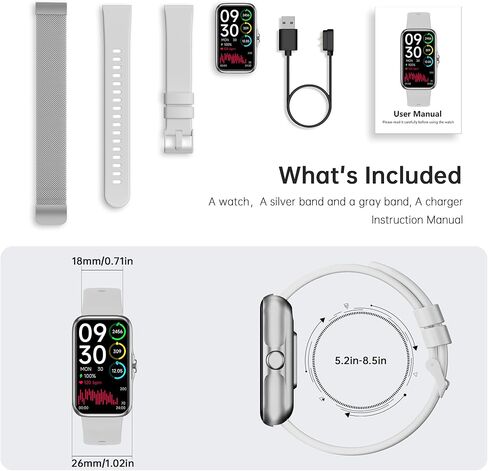 جهاز تتبع اللياقة البدنية مع معدل ضربات القلب المستمر 24/7، مراقب الأكسجين في الدم، ساعة ذكية مع مراقب النوم، IP68 مقاوم للماء، عداد الخطوات للنساء والرجال in Kuwait