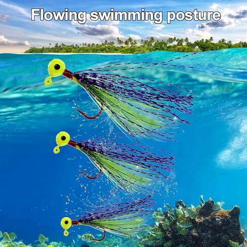 10pcs Fishing Jigs Crappie Jig Head Fishing Lures Hook Jigs Kit with Feather Fly Fishing Hand Tied Marabou Jig for Crappie Trout Walleye Panfish in Saudi Arabia