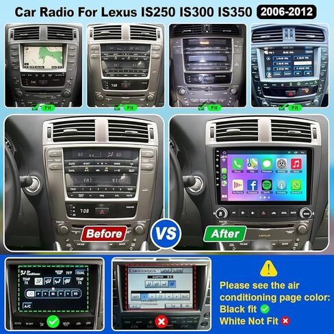 راديو ترقية ستيريو للسيارة 4G+64G لسيارة Lexus IS250 IS350 2006-2012، شاشة لمس 10.1 بوصة Android 12 ستيريو يدعم Carplay اللاسلكي/Android Auto/WiFi/GPS/Bluetooth5.2/كاميرا احتياطية/FM/SWC in Kuwait