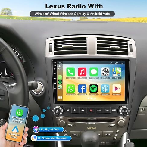 راديو ترقية ستيريو للسيارة 4G+64G لسيارة Lexus IS250 IS350 2006-2012، شاشة لمس 10.1 بوصة Android 12 ستيريو يدعم Carplay اللاسلكي/Android Auto/WiFi/GPS/Bluetooth5.2/كاميرا احتياطية/FM/SWC in Kuwait