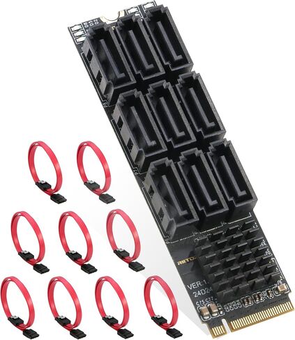 M.2 to SATA Adapter [9-Port]+M.2 to SATA 3.0 Adapter [6-Port] withCable in Saudi Arabia