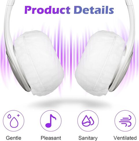 500 قطعة من أغطية سماعات الرأس للاستعمال مرة واحدة من cobee، أغطية وسائد أذن غير منسوجة مقاس 11 سم/4.3 بوصة، غطاء صحي قابل للتمدد لسماعات الرأس على الأذن باللون الأبيض in Kuwait