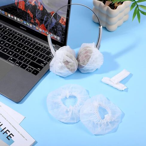 500 قطعة من أغطية سماعات الرأس للاستعمال مرة واحدة من cobee، أغطية وسائد أذن غير منسوجة مقاس 11 سم/4.3 بوصة، غطاء صحي قابل للتمدد لسماعات الرأس على الأذن باللون الأبيض in Kuwait