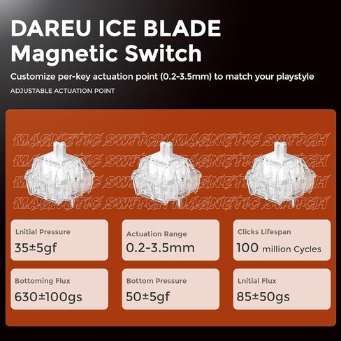 DAREU COOL68 لوحة مفاتيح سلكية للألعاب بنسبة 60%، لوحة مفاتيح مغناطيسية سريعة التشغيل مع معدل استقصاء 8000 هرتز، تشغيل قابل للتعديل، زمن وصول 0.1 مللي ثانية، حامل حشية، قابل للتبديل السريع، ضوء RGB in Saudi Arabia