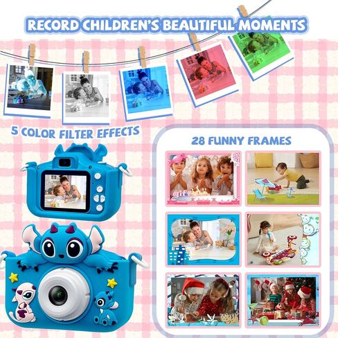Kids Camera Toddler Digital Camera Little Girls Toy Camera for 3 4 5 7+ Years Old Boys Christmas Birthday Gifts for Kids Digital Cameras Selfie 40MP Dual Lens 1080P HD Video with 32GB SD Card(B) in Saudi Arabia