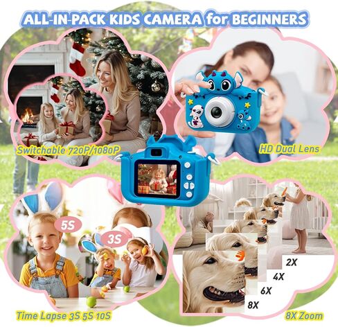 Kids Camera Toddler Digital Camera Little Girls Toy Camera for 3 4 5 7+ Years Old Boys Christmas Birthday Gifts for Kids Digital Cameras Selfie 40MP Dual Lens 1080P HD Video with 32GB SD Card(B) in Saudi Arabia