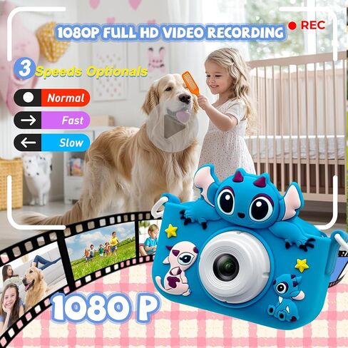 Kids Camera Toddler Digital Camera Little Girls Toy Camera for 3 4 5 7+ Years Old Boys Christmas Birthday Gifts for Kids Digital Cameras Selfie 40MP Dual Lens 1080P HD Video with 32GB SD Card(B) in Saudi Arabia