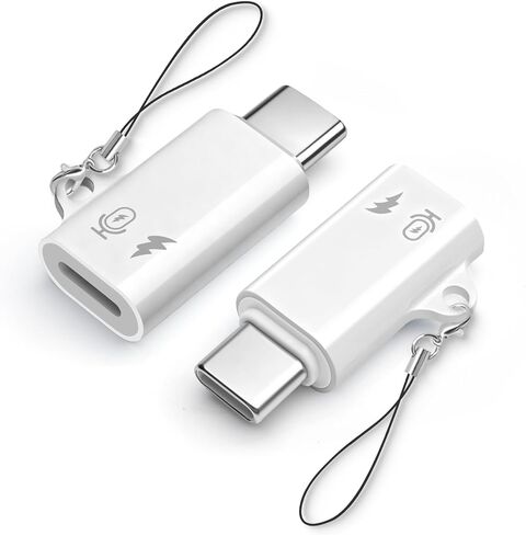 محول ميكروفون لاسلكي من USB-C إلى Lightning (عبوة من قطعتين)، USB-C ذكر إلى Lightning Female، متوافق مع الشحن in Kuwait