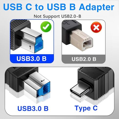 محول Duttek USB C إلى USB من النوع B، محول USB C ذكر إلى طابعة ذكر لأجهزة الصوت/القرص الصلب الخارجي/الماسح الضوئي/لوحة المفاتيح/الطابعة/البيانو الكهربائي DAC، التوصيل والتشغيل، عبوتان in Kuwait