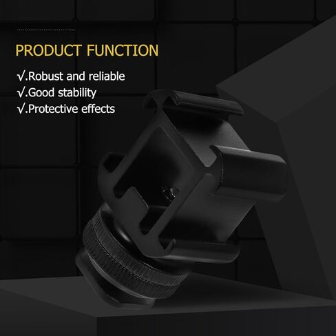 Artibetter Three-Port Hot Shoe Mount Adapter with Dual Screw Base for DSLR Photography Video Light and Flash Accessories, Rotatable Camera Cold Shoe Bracket Compatible with LED Monitors in Saudi Arabia