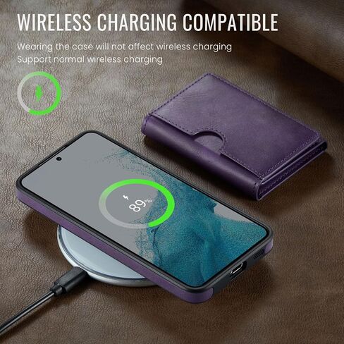 Asuwish Phone Case for Samsung Galaxy S22 5G Wallet Magnetic Detachable Cell Cover with Wireless Charging and RFID Blocking Credit Card Holder Flip Stand Hard S 22 22S 4G G5 6.1 inch Women Men Purple in Saudi Arabia