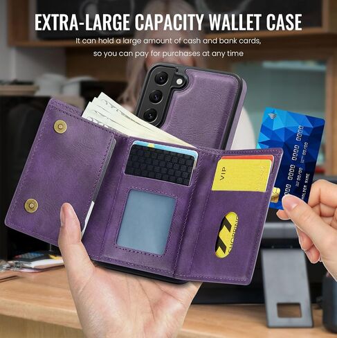 Asuwish Phone Case for Samsung Galaxy S22 5G Wallet Magnetic Detachable Cell Cover with Wireless Charging and RFID Blocking Credit Card Holder Flip Stand Hard S 22 22S 4G G5 6.1 inch Women Men Purple in Saudi Arabia
