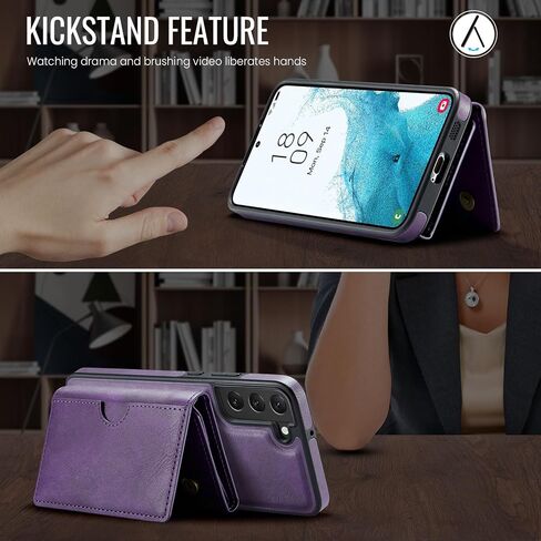 Asuwish Phone Case for Samsung Galaxy S22 5G Wallet Magnetic Detachable Cell Cover with Wireless Charging and RFID Blocking Credit Card Holder Flip Stand Hard S 22 22S 4G G5 6.1 inch Women Men Purple in Saudi Arabia