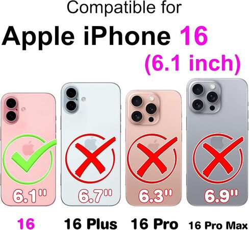 حافظة محفظة لهاتف iPhone 16، [مسند] حامل 3 بطاقات [غلاف داخلي من مادة TPU مقاوم للصدمات]، غطاء قلاب واقٍ مغناطيسي من جلد البولي يوريثان مقاس 6.1 بوصة، فراشة وردية in Kuwait