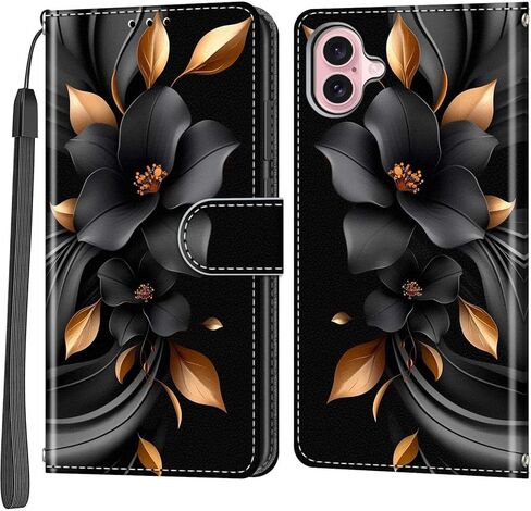 حافظة محفظة لهاتف iPhone 16، [مسند] حامل 3 بطاقات [غلاف داخلي من مادة TPU مقاوم للصدمات]، غطاء قلاب واقٍ مغناطيسي من جلد البولي يوريثان مقاس 6.1 بوصة، فراشة وردية in Kuwait