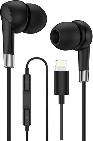 سماعات رأس Lightning لأجهزة iPhone 14 Pro Max/14Pro/14Plus/14/13Pro/13 Mini/12/11/SE3/XS/XR/X/8Plus/7 Mfi معتمدة من Apple سماعات أذن سلكية داخل الأذن مزودة بخاصية إلغاء الضوضاء لسماعات الأذن iPod iPad in Kuwait