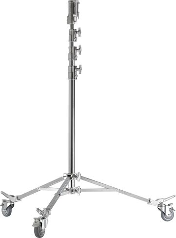 Kupo Master High Cine Stand with Triple Function Universal Head, Heavy Duty Steel Construction, Leveling Leg, Extended Height up to 14.6', High Load Support up to 88.2lbs, Silver (KS500412) in Kuwait