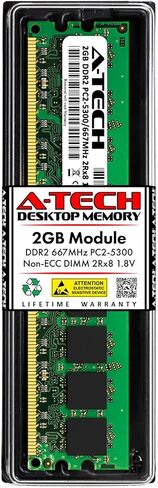 استبدال ذاكرة الوصول العشوائي A-Tech 2 جيجا بايت لـ Hynix HYMP125U64CP8-Y5 | وحدة ذاكرة DDR2 667 ميجا هرتز PC2-5300 UDIMM Non-ECC 2Rx8 1.8V 240-Pin in Kuwait