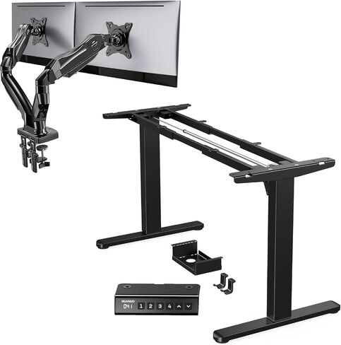 HUANUO Dual Monitor Stand for 13 to 32 Inch Computer Screens with Standing Desk Frame with 220lbs Powerful Brushless Motor in Saudi Arabia