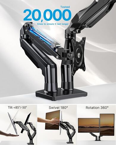 HUANUO Dual Monitor Stand for 13 to 32 Inch Computer Screens with Standing Desk Frame with 220lbs Powerful Brushless Motor in Saudi Arabia