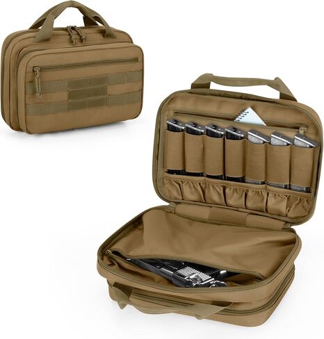 DSLEAF Tactical Gun Range Bag with 2 Handguns Capacity, Soft Pistol Case for Handguns with 8X Magazine Slots, Lockable Zipper and Extra Pockets in Saudi Arabia