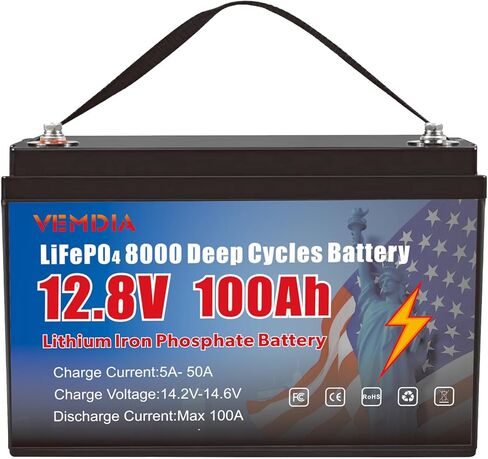 12V 100AH Lithium Iron Phosphate Battery – 1280WH, 8000+ Charge Cycles, BMS for Tiny Home/Trolling Motor/Boat/Off-Grid in Saudi Arabia