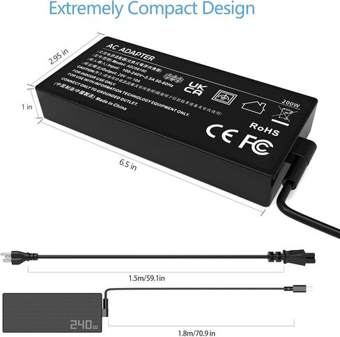 200W AC Charger Compatible with ASUS ROG Zephyrus G16 GA605 GU605 G14 GA403 ProArt P16 H7606 PX13 HN7306 Flow Z13 GZ302 Power Supply Adapter Cord in Saudi Arabia
