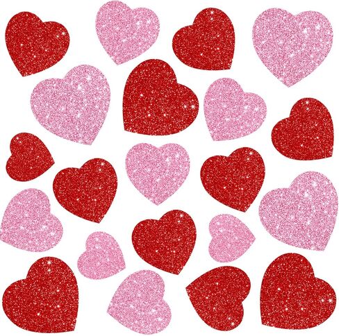 45Pcs Valentine' s Day Paper Cutouts Red Pink Glitter Heart Shape Cut-Outs with Glue Points for Classroom Bulletin Board Decor DIY Crafts Art Activity Supplies in Saudi Arabia