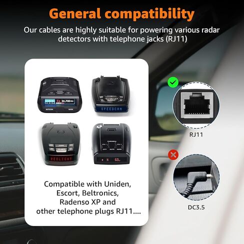 3.3Ft USB to RJ11 Radar Detector Power Cord - Premium Replacement Cable for Uniden R4, Escort, Radenso XP, Cobra, Beltronics, Valentine One, Compatible with Uniden Scanner & Radar Detectors in Saudi Arabia
