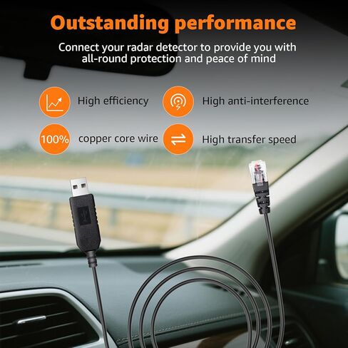 3.3Ft USB to RJ11 Radar Detector Power Cord - Premium Replacement Cable for Uniden R4, Escort, Radenso XP, Cobra, Beltronics, Valentine One, Compatible with Uniden Scanner & Radar Detectors in Saudi Arabia