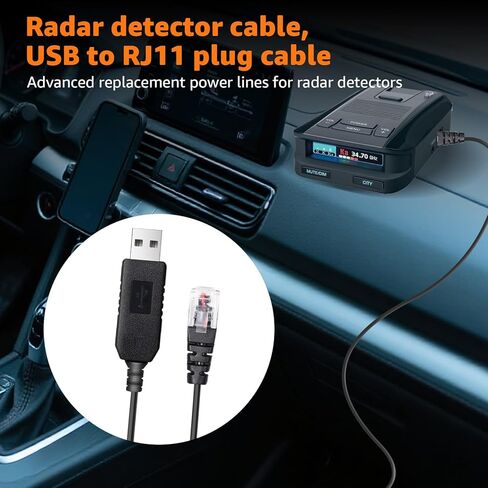 3.3Ft USB to RJ11 Radar Detector Power Cord - Premium Replacement Cable for Uniden R4, Escort, Radenso XP, Cobra, Beltronics, Valentine One, Compatible with Uniden Scanner & Radar Detectors in Saudi Arabia