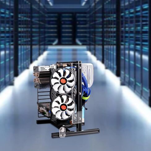 حافظة كمبيوتر بإطار مفتوح، هيكل كمبيوتر مفتوح الهواء، إطار معدني أسود يمكنك صنعه بنفسك للوحة الأم ITX/M-ATX/ATX، تبديد سريع للحرارة ومظهر رائع لمقاهي الإنترنت، وغرفة المعيشة، وغرفة الدراسة in Kuwait