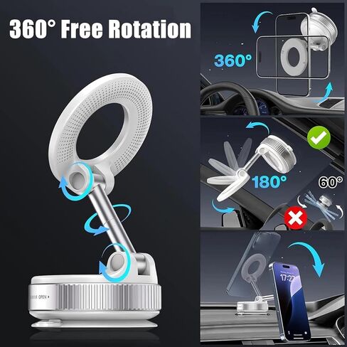 OUTMX Vacuum Magnetic Phone Holder for Car for Ford F-150 Lightning 2022-2025 Accessories, 360° Adjustable Suction Cup Phone Mount for Dashboard Windshield,Black in Saudi Arabia
