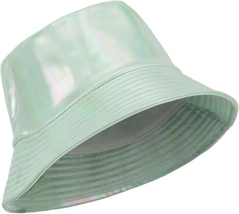 Bucket Hat for Women Men PU Leather Rain Hat Waterproof Fluorescent Hat Summer Travel Beach Sun Hat in Saudi Arabia