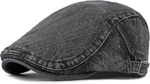 Mens Denim Newsboy Flat Cap Breathable Gatsby Ivy Driving Hat Adjustable Cotton Golf Cap in Saudi Arabia