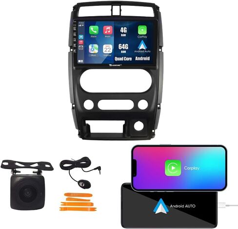 Kunfine Car CarPlay Android Auto Navigation Stereo GPS Radio Reverse Camera Display 9 "IPS Touchscreen Headunit Tablet Pad Media Player لسوزوكي جيمي 2006-2017، إذا كان ذلك ممكنًا، رباعي النواة 2G+64G in Kuwait