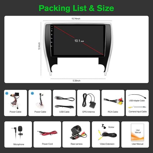 [4+64G] Android 13 Car Stereo with Wireless Apple Carplay & Android Auto for Toyota Camry 2015-2017 10.1" Touchscreen Radio Upgrade with AHD Camera,GPS Navigation,SWC,WiFi,FM,Bluetooth in Kuwait