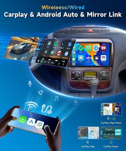 2+64G for Mercedes Benz S-Class W220 S280 S320 S350 S400 S430 S500 S600 S55 AMG 99-07 Car Radio Wireless Carplay/Android Auto,Android Car Stereo 9 Inch GPS DSP WiFi FM/RDS+Backup Camera in Saudi Arabia